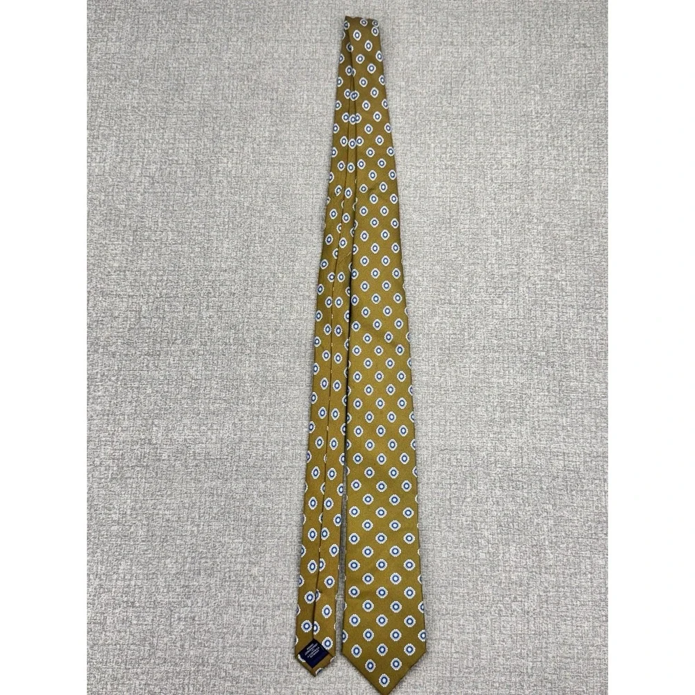 Charles Tyrwhitt Tie Gold Geometric Print 100% Silk Jermyn Street, London